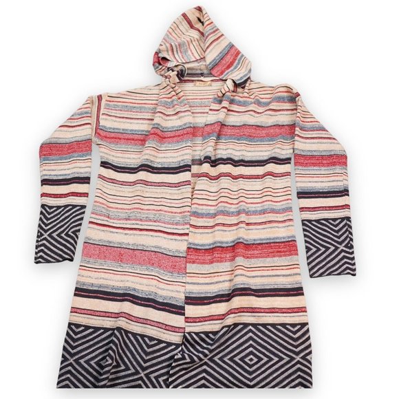 Janice Apparel Open Cardigan Womens Peach Black Aztek Southwest Soft Comfy - Picture 1 of 9